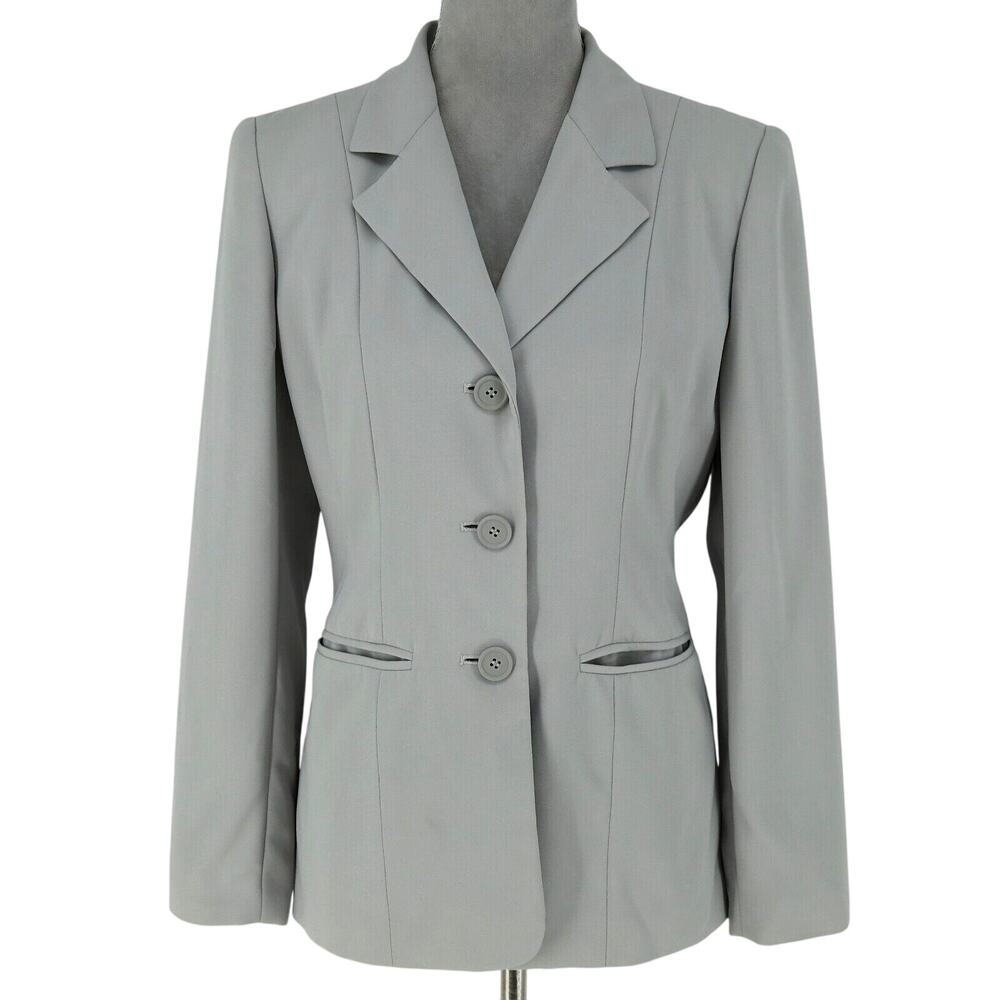 Inc Jacket Womens 4 Gray Crepe Lined Blazer Fitted Pockets Office Career Vintage